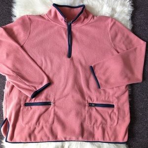 Plus sized pink fleece half-zip with pockets